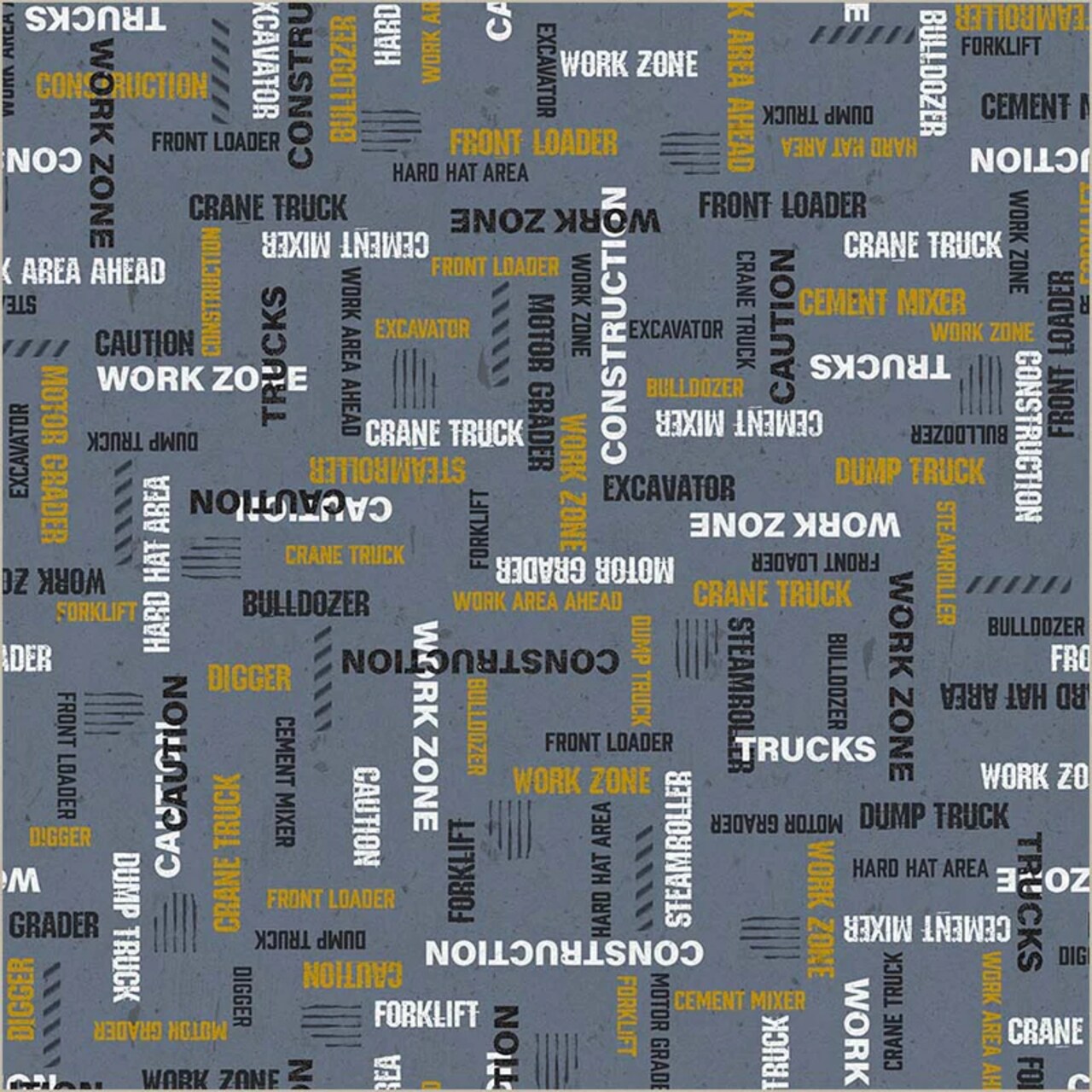 Fabric Windham Workwear Caution: Work Zone Diggers & Dozers by the Quarter Yard 54944-4